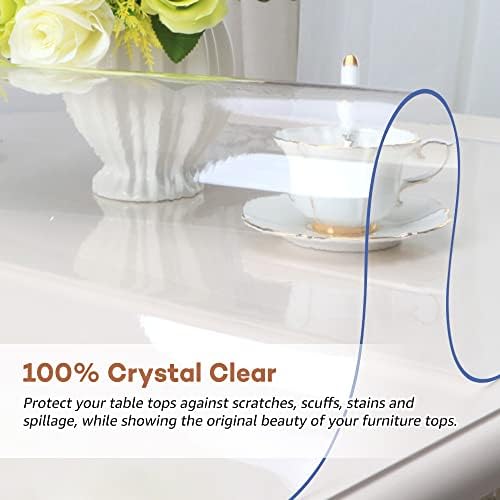 RostiKong 34 x 60 Inch Clear Plastic Table Cloth Protector Transparent Dining Table Cover PVC Vinyl Tablecloth Desk Pad Mat Wooden Marble Coffee Glass Sofa Bar Bistro Pub Console Table Liner Protector