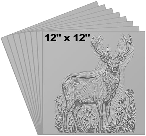 Yeaqee 2 Pcs 12 x 12 Inch Linoleum Block for Printmaking Rubber Carving Block Soft Linocut Blocks Large Linoleum Sheet Lino Plates for Engraving Art Project Artist Studio Supplies DIY Crafts, Gray
