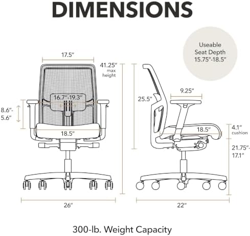 HON Ignition 2.0 Low Back Ergonomic Office Chair, Desk Chair, Bullseye