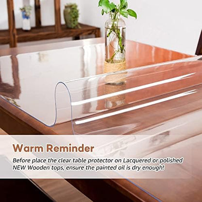 RostiKong 34 x 60 Inch Clear Plastic Table Cloth Protector Transparent Dining Table Cover PVC Vinyl Tablecloth Desk Pad Mat Wooden Marble Coffee Glass Sofa Bar Bistro Pub Console Table Liner Protector