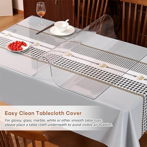 RostiKong 34 x 60 Inch Clear Plastic Table Cloth Protector Transparent Dining Table Cover PVC Vinyl Tablecloth Desk Pad Mat Wooden Marble Coffee Glass Sofa Bar Bistro Pub Console Table Liner Protector