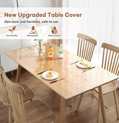 RostiKong 34 x 60 Inch Clear Plastic Table Cloth Protector Transparent Dining Table Cover PVC Vinyl Tablecloth Desk Pad Mat Wooden Marble Coffee Glass Sofa Bar Bistro Pub Console Table Liner Protector