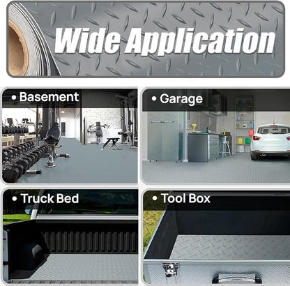 Garage Floor Mat, PVC Flooring Roll Thickened Garage Mats, Heavy Duty Parking Mat Waterproof Nonslip Floor Protector for Car, Trailer, SUV, Basement, Gym (Grey) (5 Feet x 49 Feet)