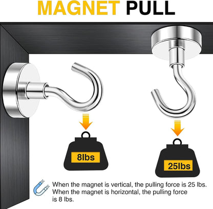 DIYMAG Magnetic Hooks, 30Lbs Strong Heavy Duty Cruise Magnet S-Hooks for Classroom, Fridge, Hanging, Cabins, Grill, Kitchen, Garage, Workplace and Office Etc, (200 Pack-Silver),Screw in Hook