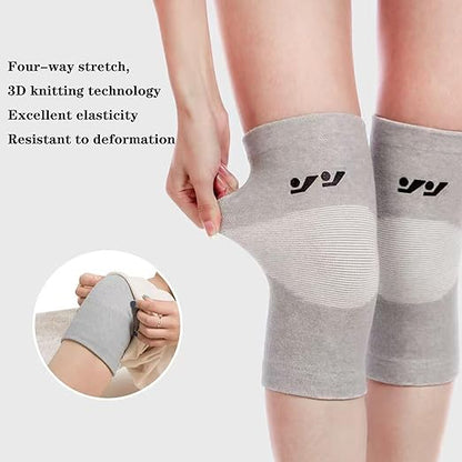 One Compression Bamboo Knee Sleeve - Bamboo Knee Sleeves for Men Women - Anti-Slip Compression Knee Sleeve - Elastic Sport Warm Knee Brace (Gray, Large)