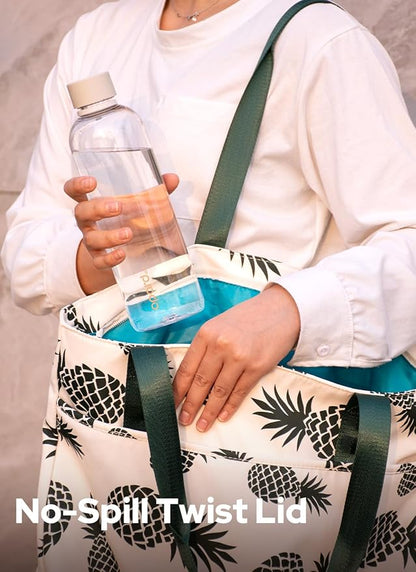 Opard Slim Water Bottle 27oz, Dishwasher Safe Plastic Water Bottle BPA-Free, Leakproof Screw Top, Clear Cream, Reusable for Travel School Sport Gym Hiking