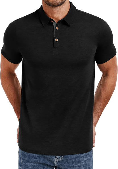 PEGENO Mens Polo Shirts Short Sleeve Casual Cotton Golf Shirts Performance Polo Shirts for Men