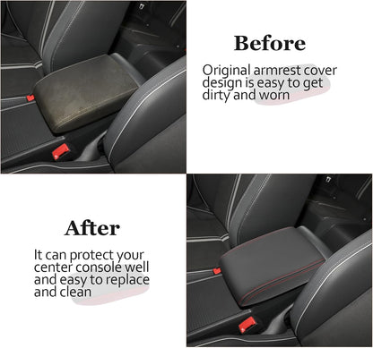 SKTU for 2020-2024 Volkswagen Golf Center Console Cover 2023 2024 Golf Accessories Armrest Cover 2023 2024 Golf R Seat Box Cover 2020-2023 2024 Golf MK8 Center Console Soft Cushion (Red Line)