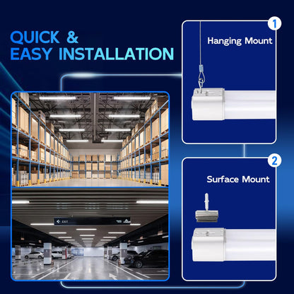 hykolity 6 Pack 4FT Linkable LED Shop Light, Utility Shop Light Fixture, 4400lm, 42W [250W Equivalent], 5000K Daylight Shop Lights for Garage, Hanging or Surface Mount, with Power Cord, ETL,White
