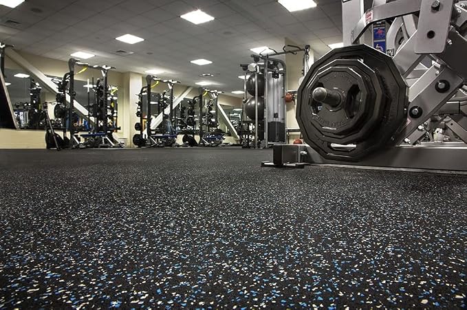American Floor Mats 3/8in (9mm) Thick 10% Blue 4' x 35' Heavy Duty Rubber Rolls, Protective Exercise Mats, Home Gym Rubber Flooring