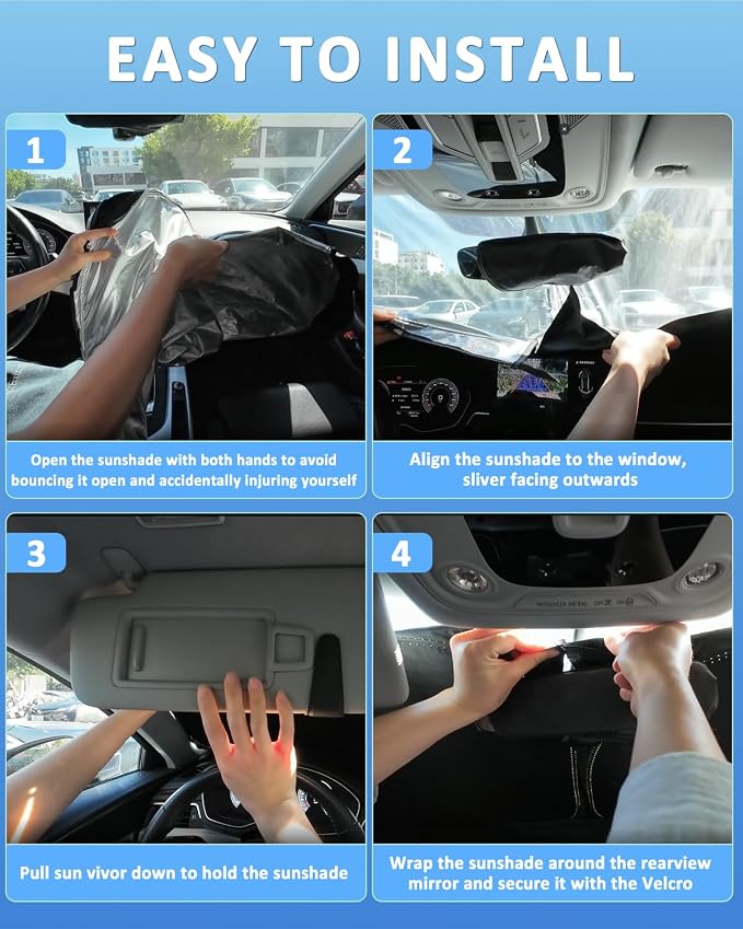 Windshield Sunshade for Mercedes E-Class Sedan 2017-2023 Sun Shade Windshield Upgrade 4 Layers Custom Fit E-Class Car Window Shade Front Windshield Keep Cool Blocks UV Rays Car Accessories