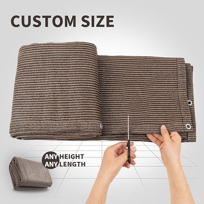 LOVE STORY Custom Size 2'6''x1' Brown Balcony Privacy Screen,UV Block Privacy Fence Screen,90% Shield for Outdoor Pool Garden Apartment Railing