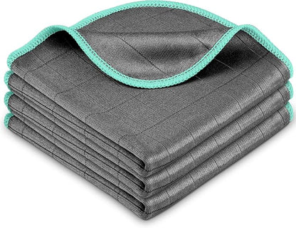 Airlab Glass Polishing Streak Free Miracle Cleaning Cloth, Grey-Green | Lint Free Microfiber Cleaning Rags for Glasses Kitchen Dish Mirrors Easy Clean,12 x 12 Inches, Pack of 3